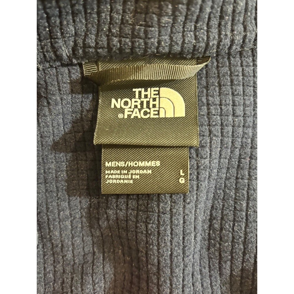 The North Face Mens Full Zip Fleece Jacket Orange Collar Navy Blue L - Picture 8 of 10
